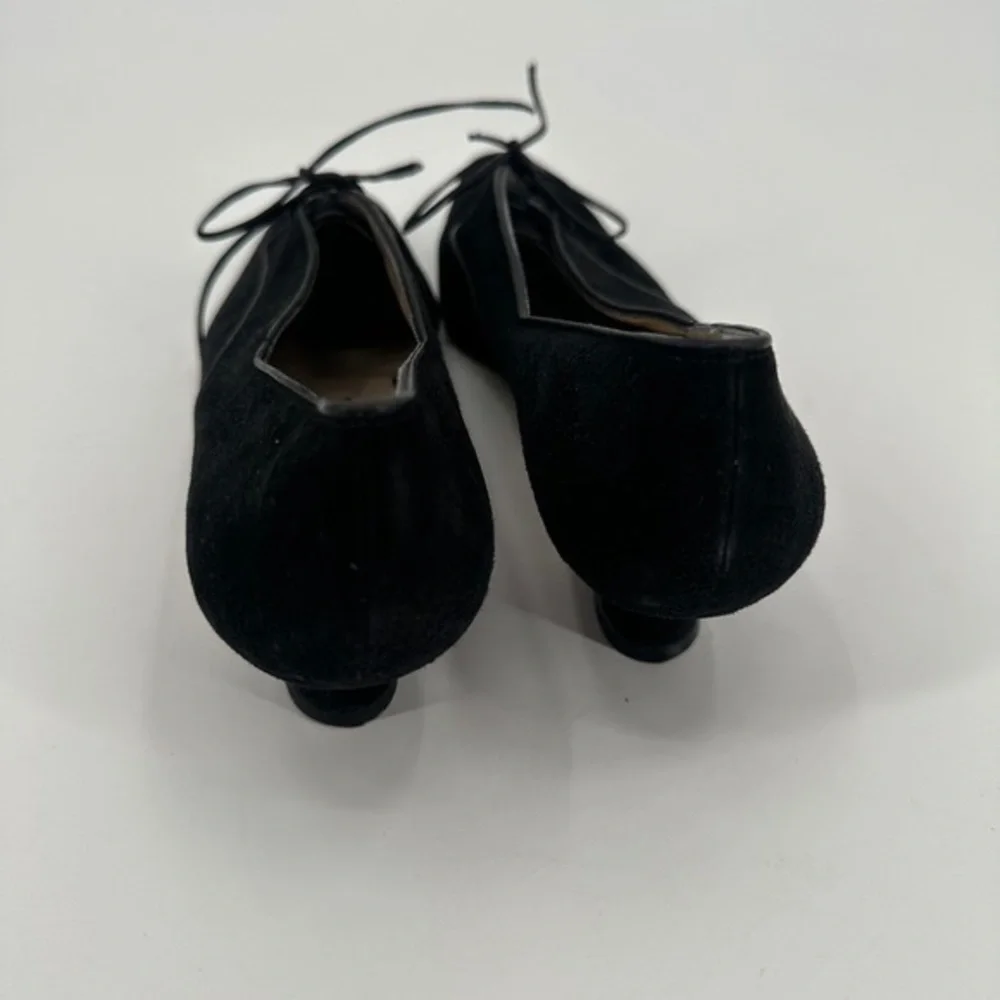 Black Suede Lace-Up Women's Flats